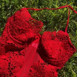Red lingerie teddy